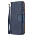 For Samsung Galaxy S21 5G Litchi Texture Pure Color Horizontal Flip Leather Case with Holder & Card Slots & Wallet & Lanyard(Dark Blue)
