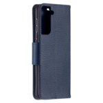 For Samsung Galaxy S21 5G Litchi Texture Pure Color Horizontal Flip Leather Case with Holder & Card Slots & Wallet & Lanyard(Dark Blue)