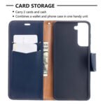 For Samsung Galaxy S21 5G Litchi Texture Pure Color Horizontal Flip Leather Case with Holder & Card Slots & Wallet & Lanyard(Dark Blue)