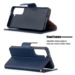 For Samsung Galaxy S21 5G Litchi Texture Pure Color Horizontal Flip Leather Case with Holder & Card Slots & Wallet & Lanyard(Dark Blue)