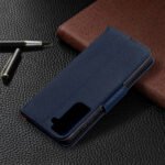 For Samsung Galaxy S21 5G Litchi Texture Pure Color Horizontal Flip Leather Case with Holder & Card Slots & Wallet & Lanyard(Dark Blue)