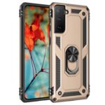 For Samsung Galaxy S21 5G Shockproof TPU + PC Protective Case with 360 Degree Rotating Holder(Gold)
