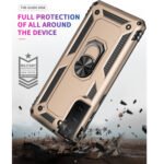 For Samsung Galaxy S21 5G Shockproof TPU + PC Protective Case with 360 Degree Rotating Holder(Gold)