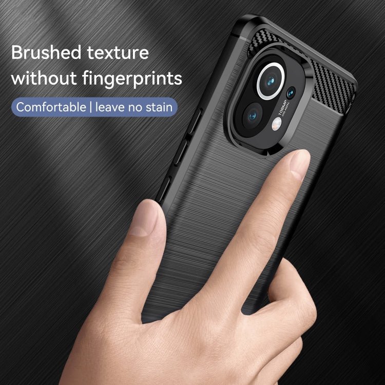 For Xiaomi Mi 11 Brushed Texture Carbon Fiber TPU Case(Black)