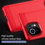 For Xiaomi Mi 11 Brushed Texture Carbon Fiber TPU Case(Red)