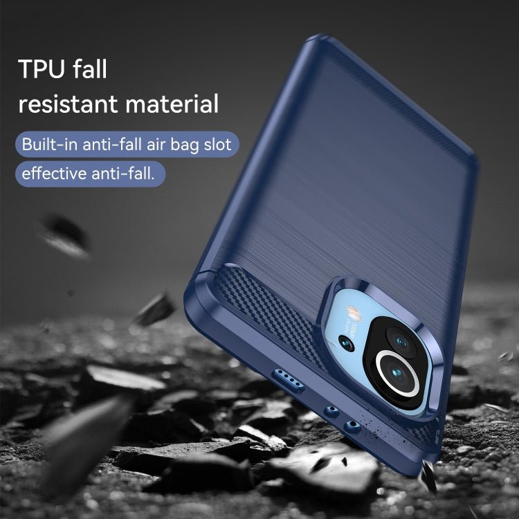 For Xiaomi Mi 11 Brushed Texture Carbon Fiber TPU Case(Blue)