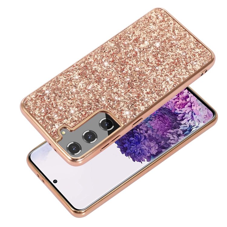 For Samsung Galaxy S21 Plus 5G Glitter Powder Shockproof TPU Protective Case(Rose Gold)