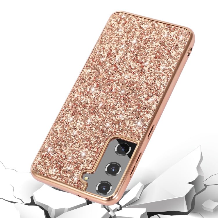 For Samsung Galaxy S21 Plus 5G Glitter Powder Shockproof TPU Protective Case(Rose Gold)
