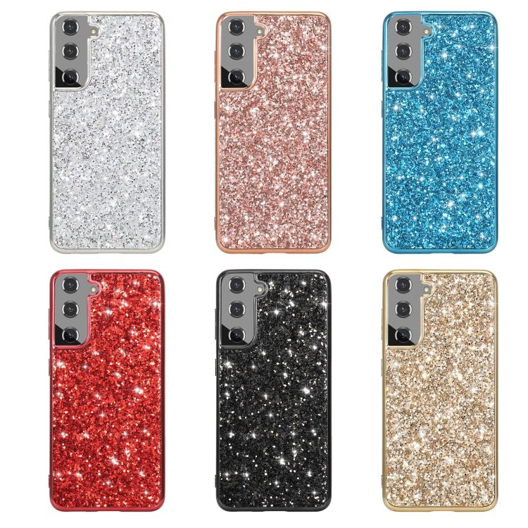 For Samsung Galaxy S21 Plus 5G Glitter Powder Shockproof TPU Protective Case(Rose Gold)
