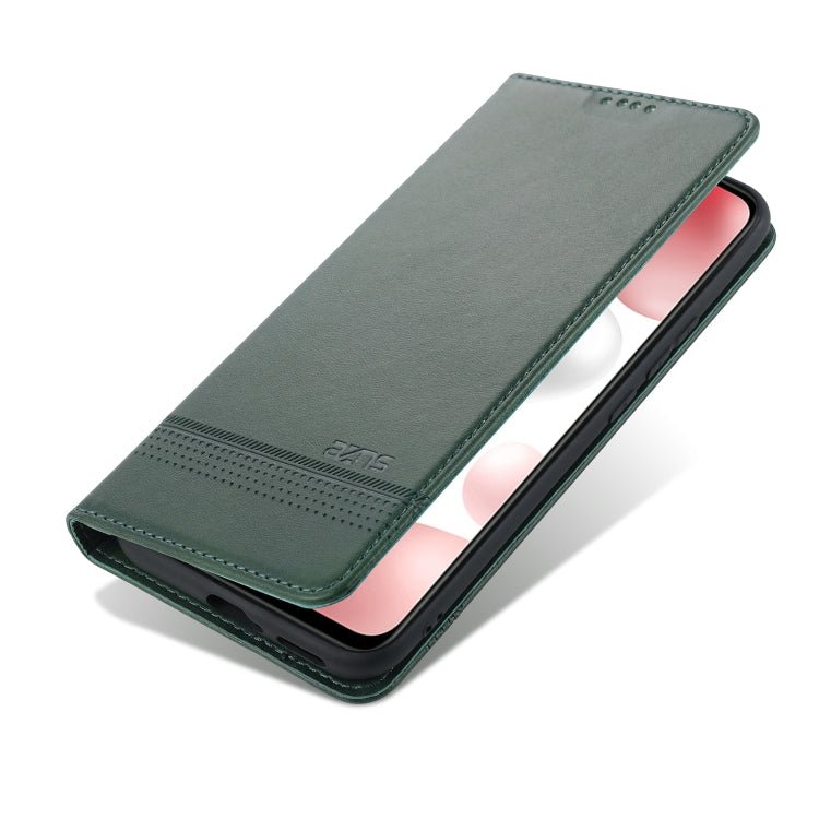 For Xiaomi Mi 11 AZNS Magnetic Calf Texture Horizontal Flip Leather Case with Card Slots & Holder & Wallet(Dark Green)