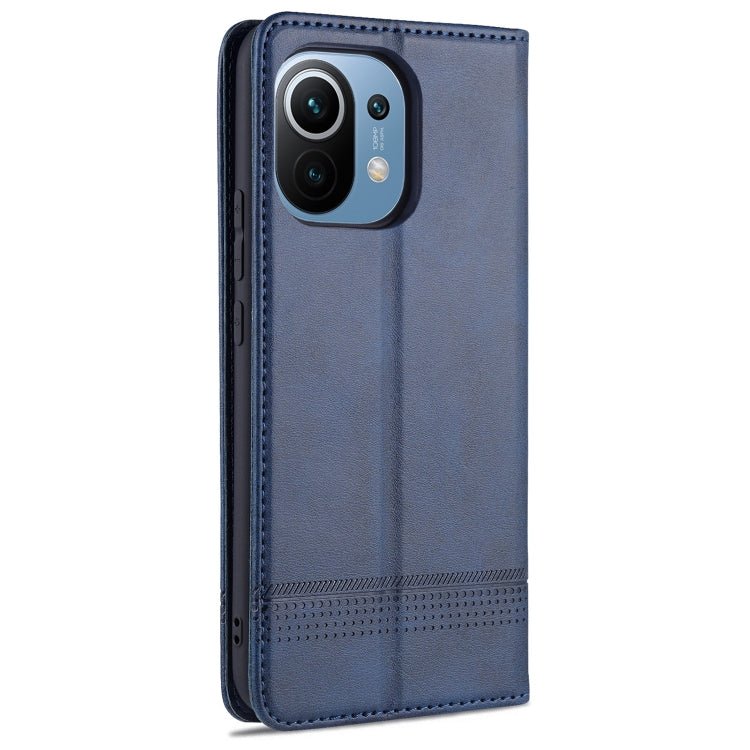 For Xiaomi Mi 11 AZNS Magnetic Calf Texture Horizontal Flip Leather Case with Card Slots & Holder & Wallet(Dark Blue)