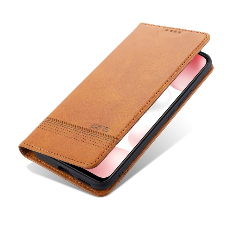 For Xiaomi Mi 11 AZNS Magnetic Calf Texture Horizontal Flip Leather Case with Card Slots & Holder & Wallet(Light Brown)