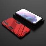For Samsung Galaxy S21+ 5G Punk Armor 2 in 1 PC + TPU Shockproof Case with Invisible Holder(Red)