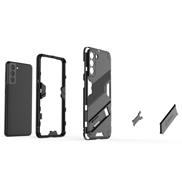For Samsung Galaxy S21 5G Punk Armor 2 in 1 PC + TPU Shockproof Case with Invisible Holder(Red)