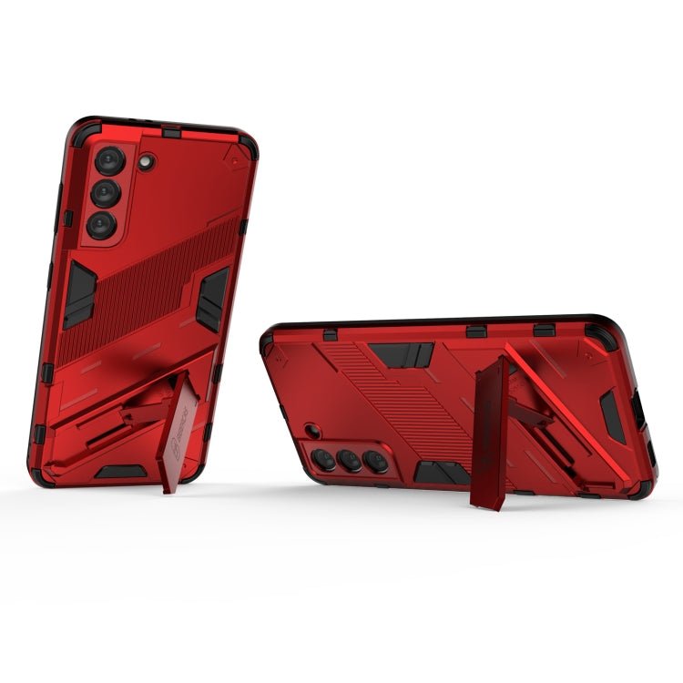 For Samsung Galaxy S21 5G Punk Armor 2 in 1 PC + TPU Shockproof Case with Invisible Holder(Red)