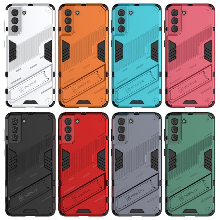 For Samsung Galaxy S21 5G Punk Armor 2 in 1 PC + TPU Shockproof Case with Invisible Holder(Red)