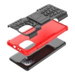 For Xiaomi Mi 11 Tire Texture Shockproof TPU+PC Protective Case with Holder(Red)