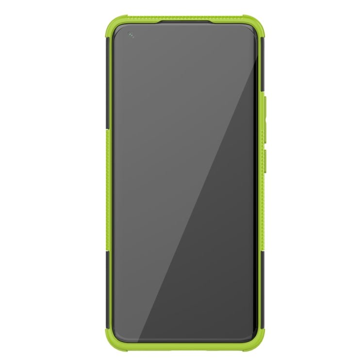 For Xiaomi Mi 11 Tire Texture Shockproof TPU+PC Protective Case with Holder(Green)