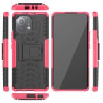 For Xiaomi Mi 11 Tire Texture Shockproof TPU+PC Protective Case with Holder(Pink)
