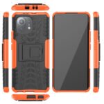 For Xiaomi Mi 11 Tire Texture Shockproof TPU+PC Protective Case with Holder(Orange)