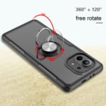 For Xiaomi Mi 11 Shockproof Transparent TPU + Acrylic Protective Case with Ring Holder(Navy Blue)