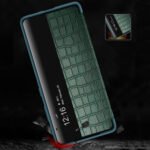 For Samsung Galaxy S21+ 5G Crocodile Texture Display Window Horizontal Flip Leather Case(Black)