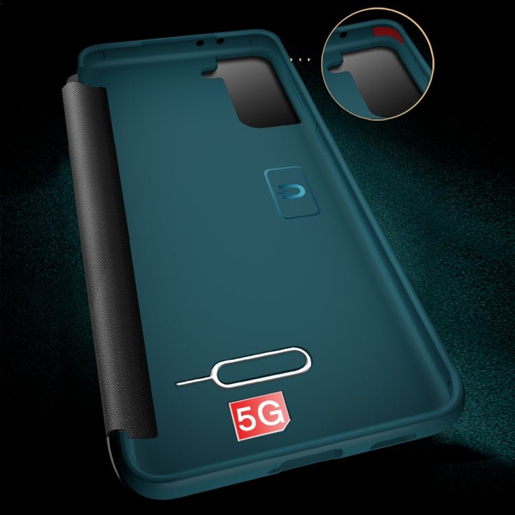 For Samsung Galaxy S21+ 5G Crocodile Texture Display Window Horizontal Flip Leather Case(Black)