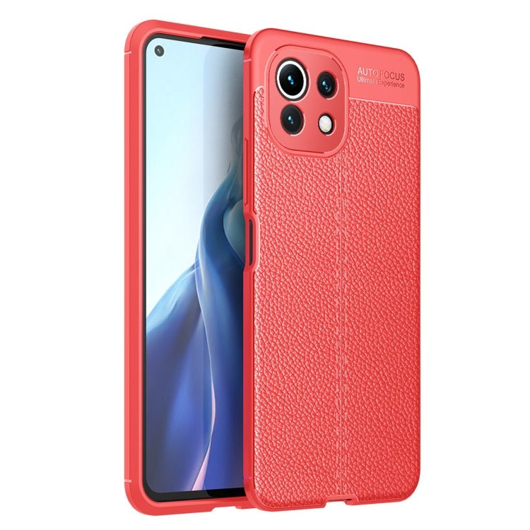 For Xiaomi Mi 11 Lite Litchi Texture TPU Shockproof Case(Red)