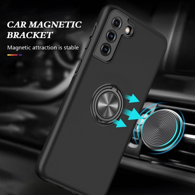 For Samsung Galaxy S21 5G PC + TPU Shockproof Magnetic Protective Case with Invisible Ring Holder(Black)