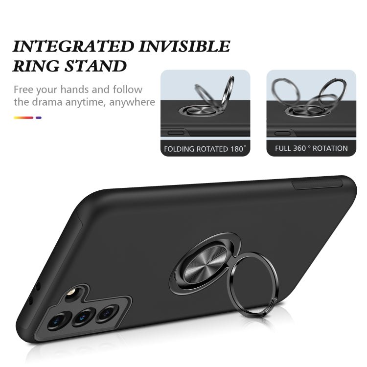For Samsung Galaxy S21+ 5G PC + TPU Shockproof Magnetic Protective Case with Invisible Ring Holder(Black)
