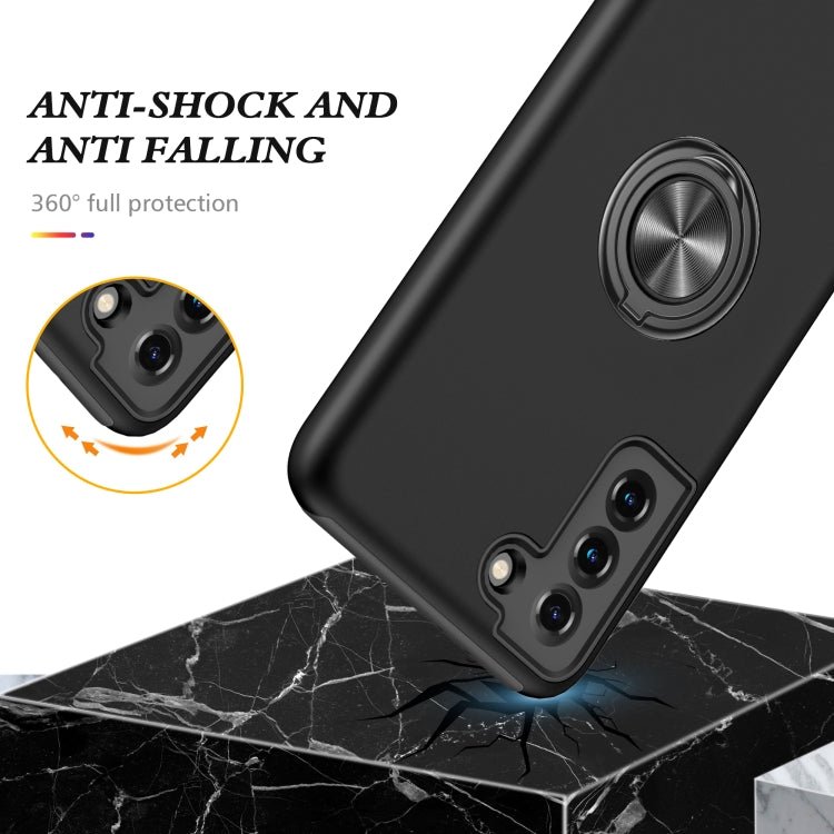 For Samsung Galaxy S21+ 5G PC + TPU Shockproof Magnetic Protective Case with Invisible Ring Holder(Black)
