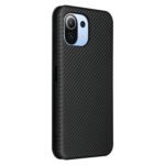 For Xiaomi Mi 11 Lite Carbon Fiber Texture Horizontal Flip TPU + PC + PU Leather Case with Card Slot(Black)