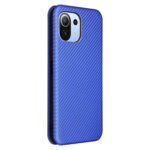 For Xiaomi Mi 11 Lite Carbon Fiber Texture Horizontal Flip TPU + PC + PU Leather Case with Card Slot(Blue)