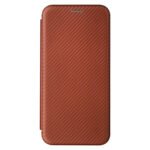 For Xiaomi Mi 11 Lite Carbon Fiber Texture Horizontal Flip TPU + PC + PU Leather Case with Card Slot(Brown)