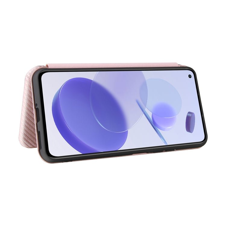 For Xiaomi Mi 11 Lite Carbon Fiber Texture Horizontal Flip TPU + PC + PU Leather Case with Card Slot(Pink)