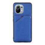For Xiaomi Mi 11 Skin Feel PU + TPU + PC Back Cover Shockproof Case with Card Slots & Holder & Photo Frame(Blue)