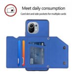 For Xiaomi Mi 11 Skin Feel PU + TPU + PC Back Cover Shockproof Case with Card Slots & Holder & Photo Frame(Blue)