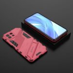 For Xiaomi Mi 11 Lite Punk Armor 2 in 1 PC + TPU Shockproof Case with Invisible Holder(Light Red)
