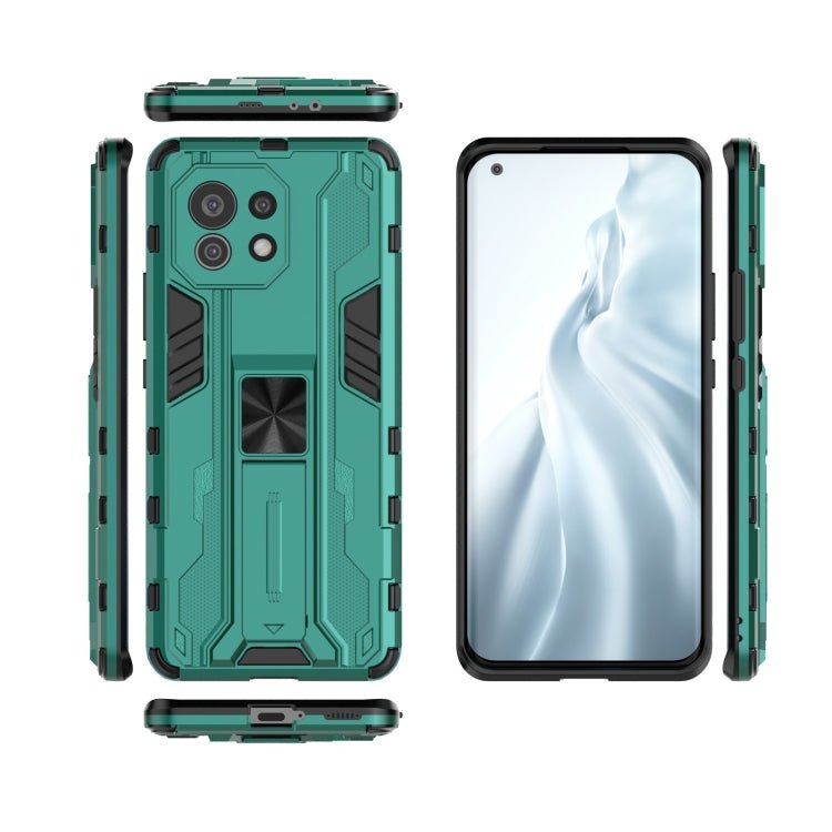 For Xiaomi Mi 11 Supersonic PC + TPU Shock-proof Protective Case with Holder(Green)