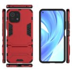 For Xiaomi Mi 11 Lite Shockproof PC + TPU Protective Case with Hidden Holder(Red)