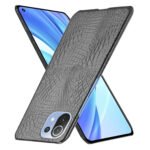 For Xiaomi Mi 11 Lite Shockproof Crocodile Texture PC + PU Case(Black)