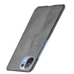 For Xiaomi Mi 11 Lite Shockproof Crocodile Texture PC + PU Case(Black)