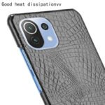 For Xiaomi Mi 11 Lite Shockproof Crocodile Texture PC + PU Case(Black)