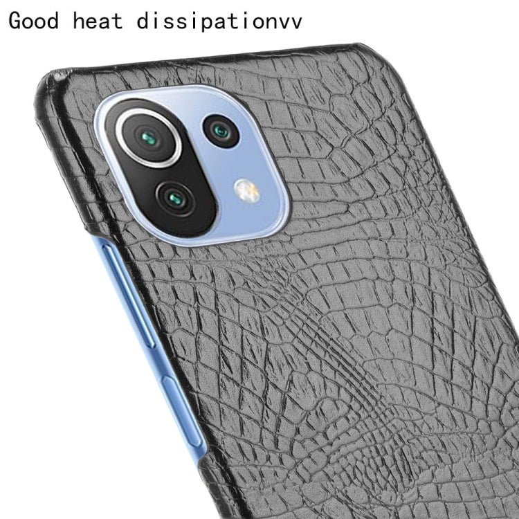 For Xiaomi Mi 11 Lite Shockproof Crocodile Texture PC + PU Case(Black)