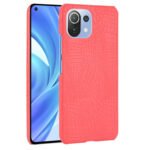 For Xiaomi Mi 11 Lite Shockproof Crocodile Texture PC + PU Case(Red)