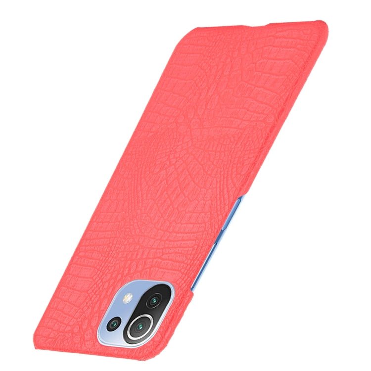 For Xiaomi Mi 11 Lite Shockproof Crocodile Texture PC + PU Case(Red)