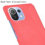 For Xiaomi Mi 11 Lite Shockproof Crocodile Texture PC + PU Case(Red)