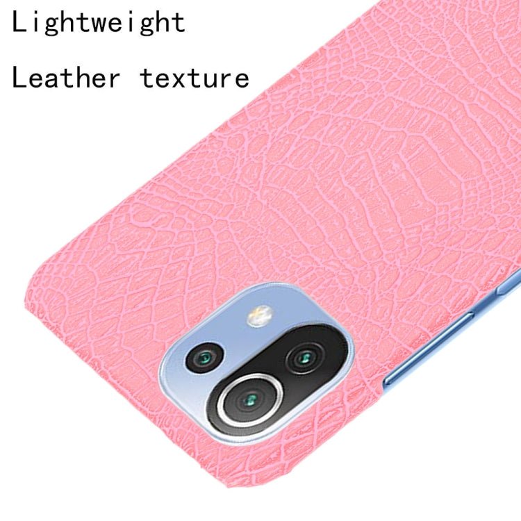 For Xiaomi Mi 11 Lite Shockproof Crocodile Texture PC + PU Case(Pink)