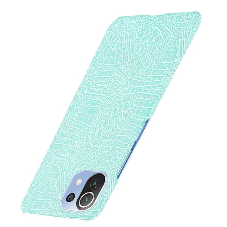 For Xiaomi Mi 11 Lite Shockproof Crocodile Texture PC + PU Case(Light Green)