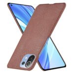 For Xiaomi Mi 11 Lite Shockproof Crocodile Texture PC + PU Case(Brown)